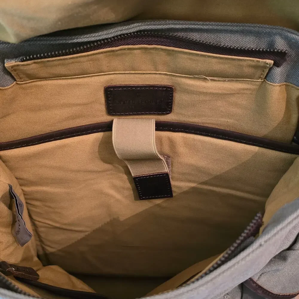 United Leather Canvas Leather Large Backpack Rucksack Laptop Bag